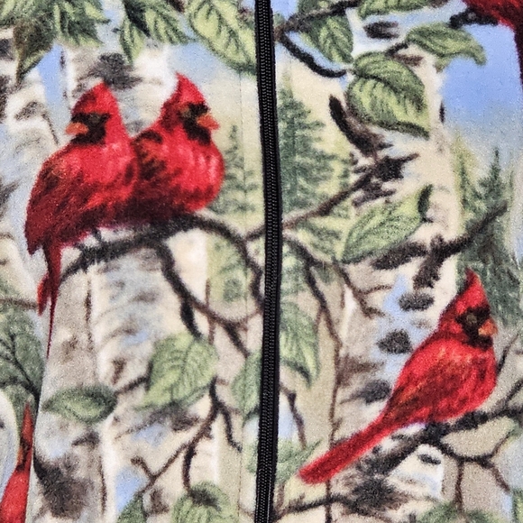 Fleece Red Cardinal Zip down Vest Small - Picture 2 of 12